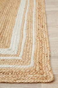 Thumbnail for Aanya Natural & White Two-Tone Hand Braided Jute Rug