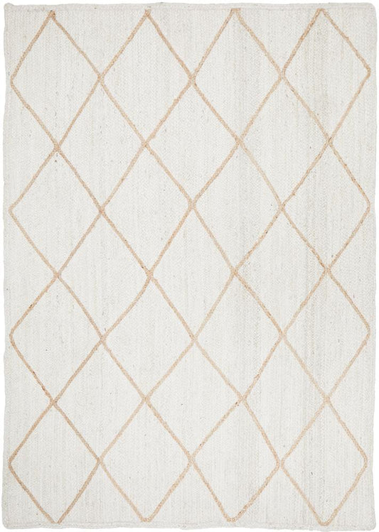 Aanya White Diamond Jute Rug