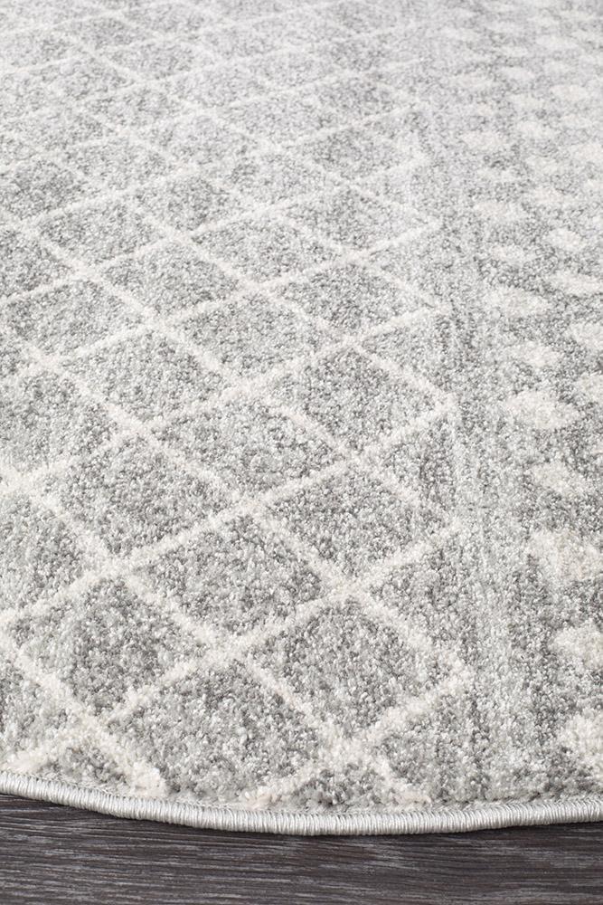 Neriah Grey Rustic Tribal Round Rug