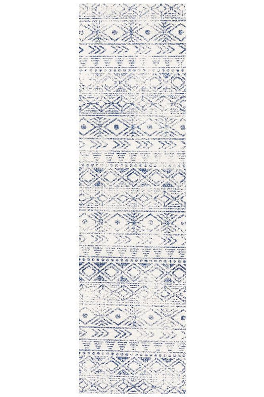 Jezebel Coastal White & Blue Rustic Rug