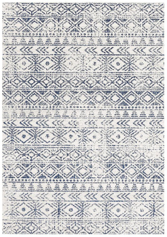 Jezebel Coastal White & Blue Rustic Rug