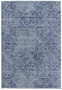 Thumbnail for Arlo Navy Geometric Pattern Rug
