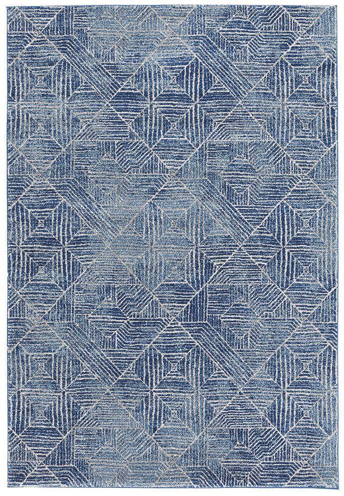 Arlo Navy Geometric Pattern Rug