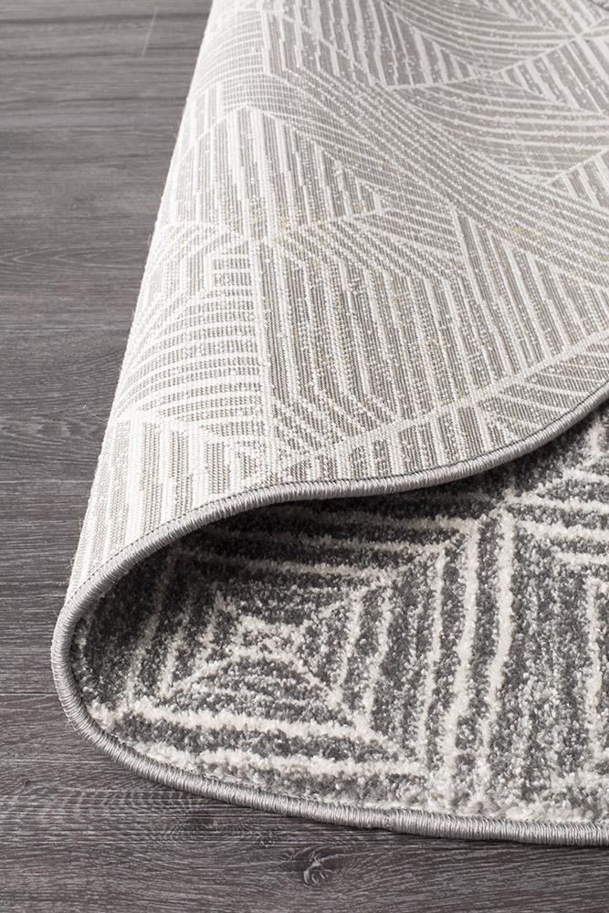Arlo Grey Geometric Pattern Round Rug