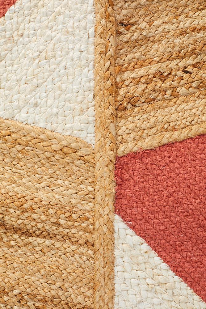 Aria Coral & White Chic Natural Jute Rug