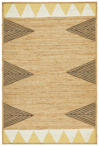 Thumbnail for Aria Tribal Yellow & White Jute Rug