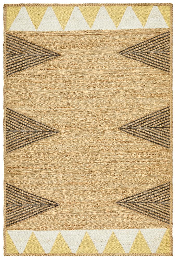 Aria Tribal Yellow & White Jute Rug