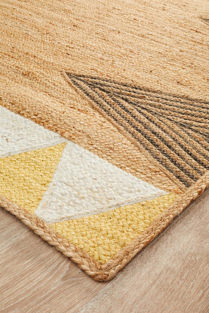 Aria Tribal Yellow & White Jute Rug