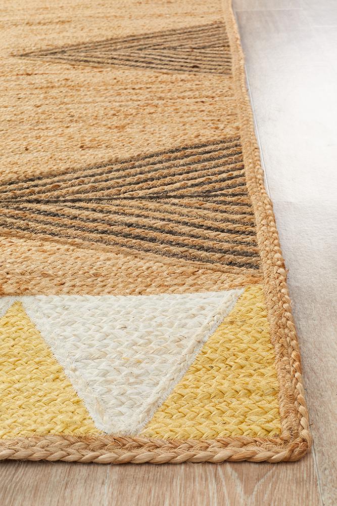 Aria Tribal Yellow & White Jute Rug