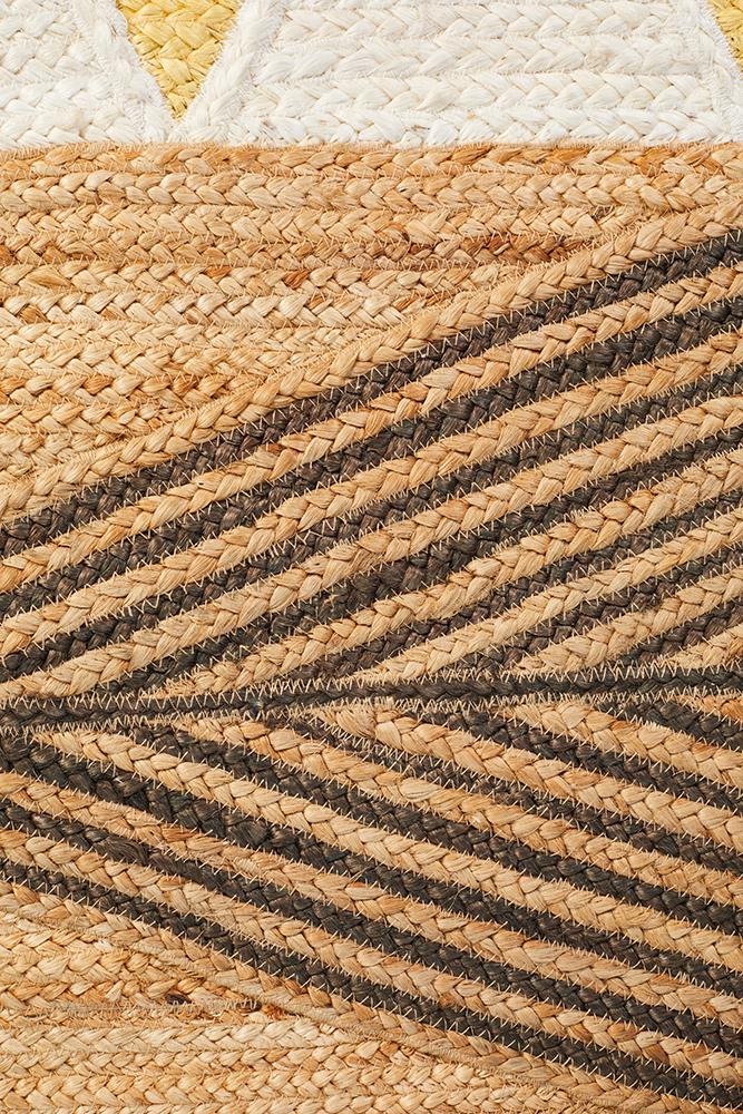 Aria Tribal Yellow & White Jute Rug