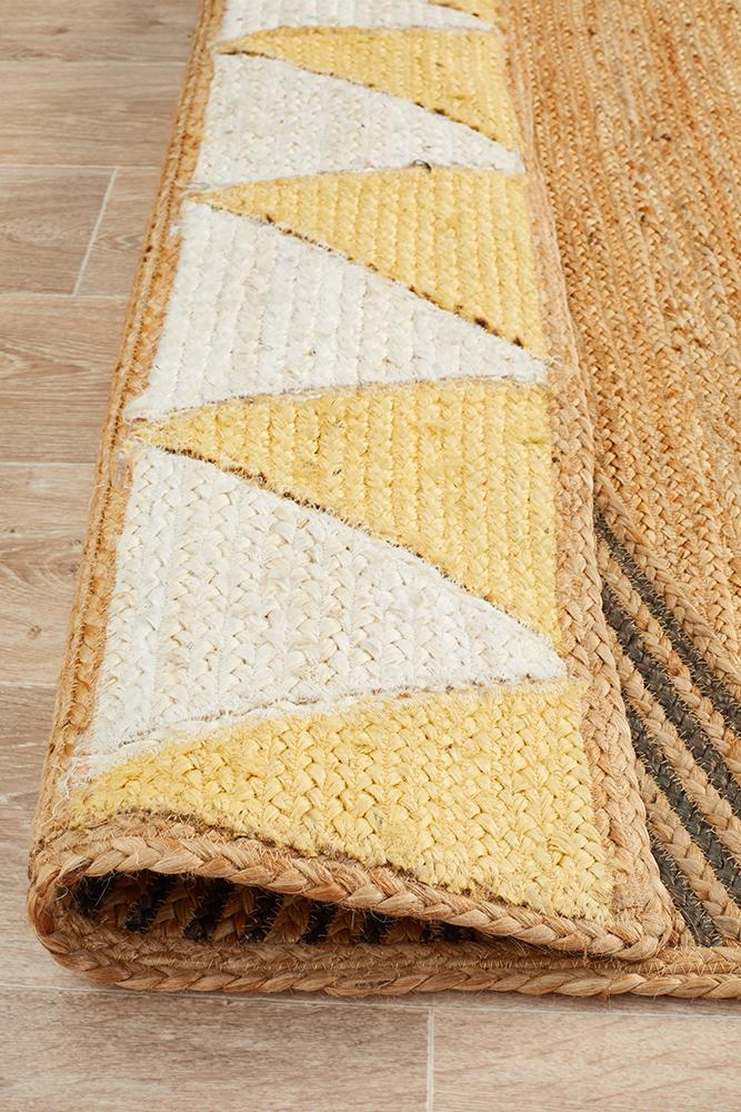 Aria Tribal Yellow & White Jute Rug