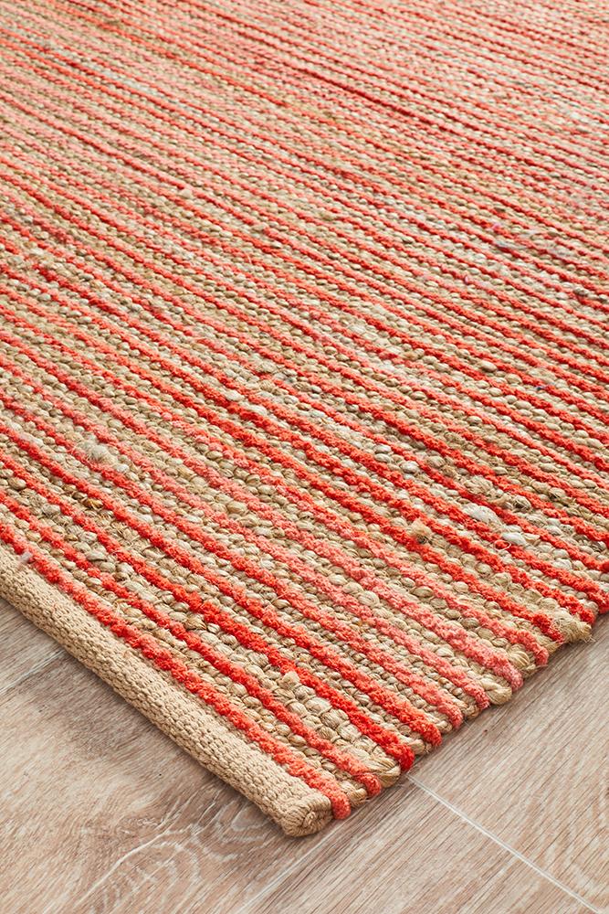 Isha Coral Flatwoven Natural Jute Rug