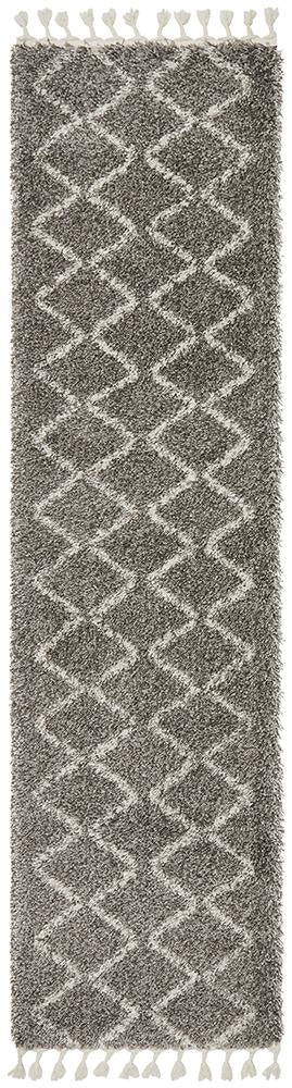 Aliyah Modern Grey & White Fringed Rug