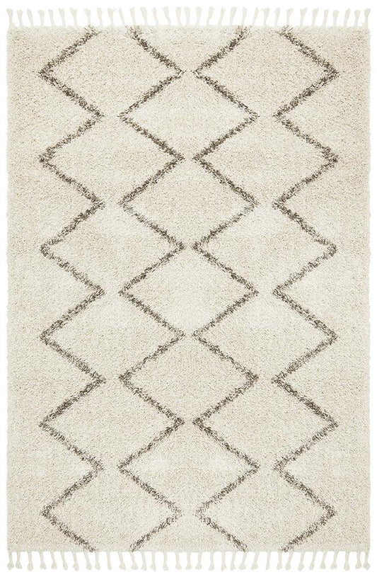 Aliyah Modern Natural & Grey Fringed Rug