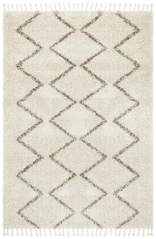 Aliyah Modern Natural & Grey Fringed Rug