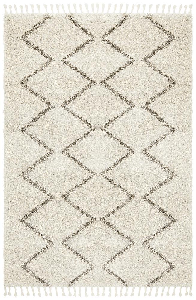 Aliyah Modern Natural & Grey Fringed Rug