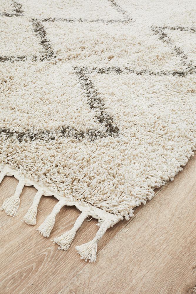 Aliyah Modern Natural & Grey Fringed Rug