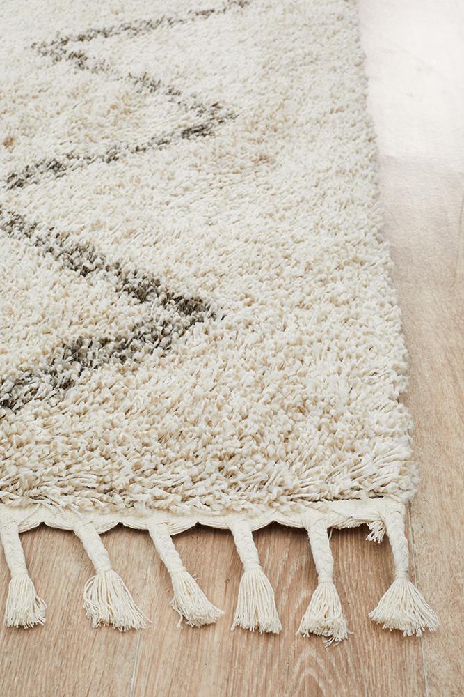 Aliyah Modern Natural & Grey Fringed Rug
