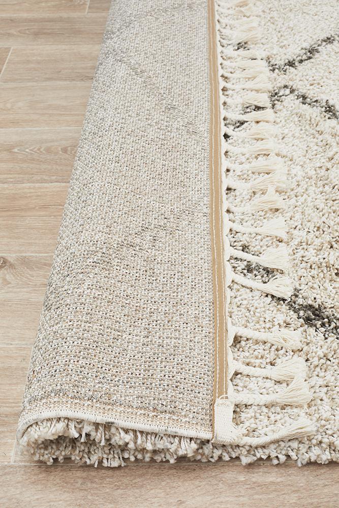 Aliyah Modern Natural & Grey Fringed Rug