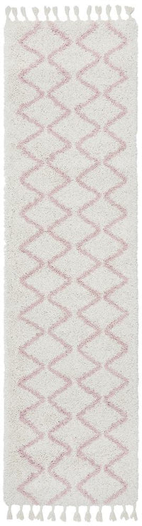 Thumbnail for Aliyah Modern White & Pink Fringed Rug