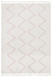 Thumbnail for Aliyah Modern White & Pink Fringed Rug