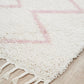 Aliyah Modern White & Pink Fringed Rug