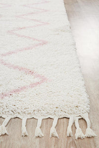 Thumbnail for Aliyah Modern White & Pink Fringed Rug