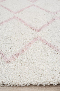 Thumbnail for Aliyah Modern White & Pink Fringed Rug