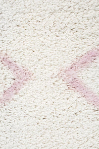 Thumbnail for Aliyah Modern White & Pink Fringed Rug