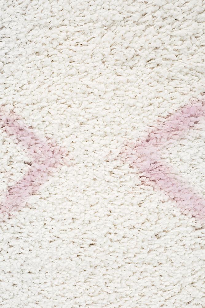 Aliyah Modern White & Pink Fringed Rug