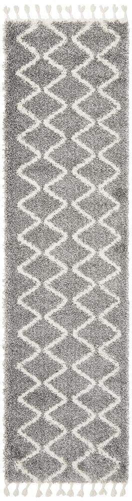 Aliyah Modern Light Grey & White Fringed Rug