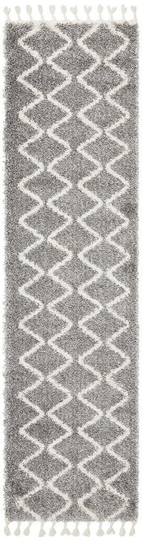 Thumbnail for Aliyah Modern Light Grey & White Fringed Rug
