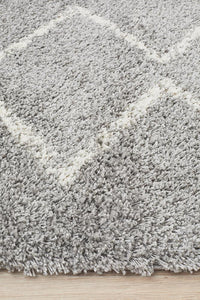 Thumbnail for Aliyah Modern Light Grey & White Fringed Rug