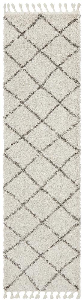 Anisah Modern Natural & Grey Boho Fringed Rug