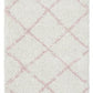 Anisah Modern White & Pink Bohemian Tribal Chic Fringed Rug