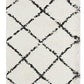 Anisah Modern White & Black Diamond Pattern Fringed Rug
