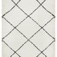 Anisah Modern White & Black Diamond Pattern Fringed Rug