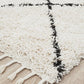Anisah Modern White & Black Diamond Pattern Fringed Rug