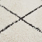 Anisah Modern White & Black Diamond Pattern Fringed Rug
