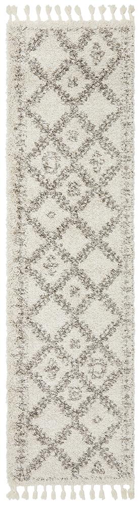 Chaima Modern Fringed White & Grey Rug