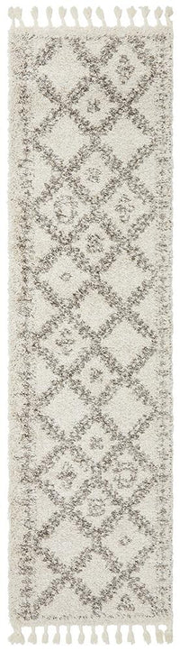 Thumbnail for Chaima Modern Fringed White & Grey Rug