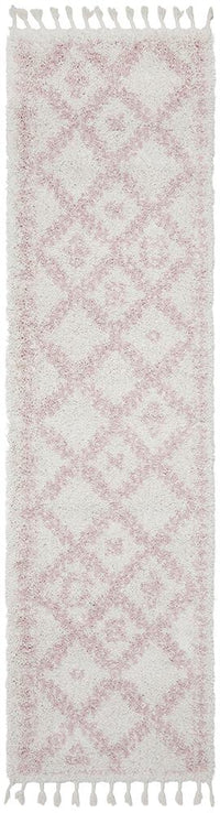 Thumbnail for Chaima Modern Fringed White & Pink Rug