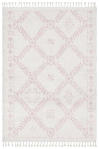 Thumbnail for Chaima Modern Fringed White & Pink Rug