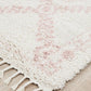 Chaima Modern Fringed White & Pink Rug