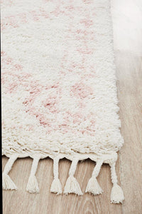 Thumbnail for Chaima Modern Fringed White & Pink Rug