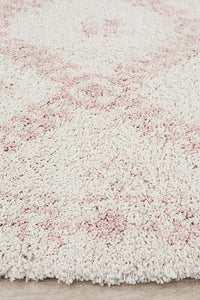 Thumbnail for Chaima Modern Fringed White & Pink Rug