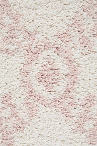 Thumbnail for Chaima Modern Fringed White & Pink Rug