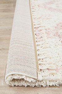 Thumbnail for Chaima Modern Fringed White & Pink Rug