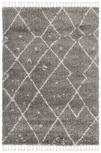 Thumbnail for Nahla Modern Fringed Grey & White Rug