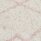 Nahla Modern Fringed White & Pink Rug 